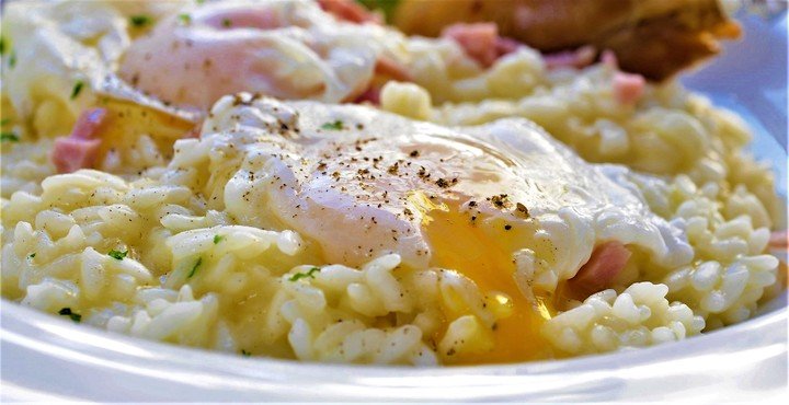 Risotto Principe de Napoles, con huevos.